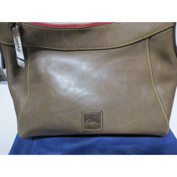 Dooney & Bourke Florentine Leather Large Cassidy Hobo Shoulder Bag Brown/Gray - Picture 3 of 15
